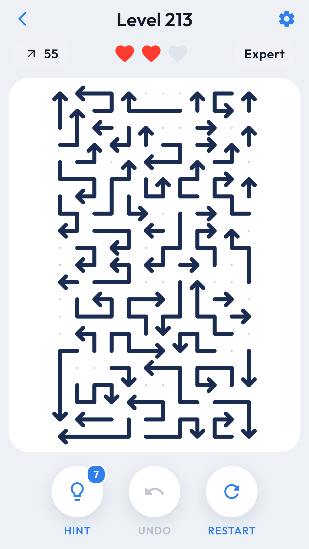 An arrow leaving the board